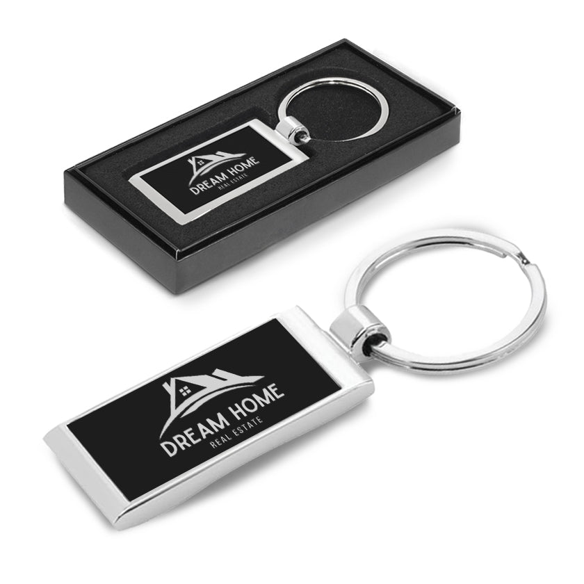 Engraved Chrome Shiny Keyring In Gift Box